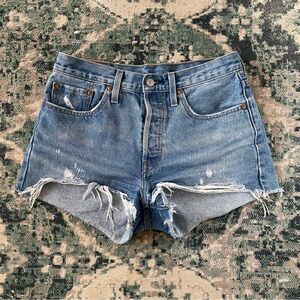 Levi’s 501 Levi Strauss Cut Off Button Fly Blue Jean Denim Shorts Distressed